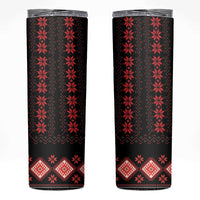 Red Ukraine Folk Pattern Skinny Tumbler - Wonder Print Shop