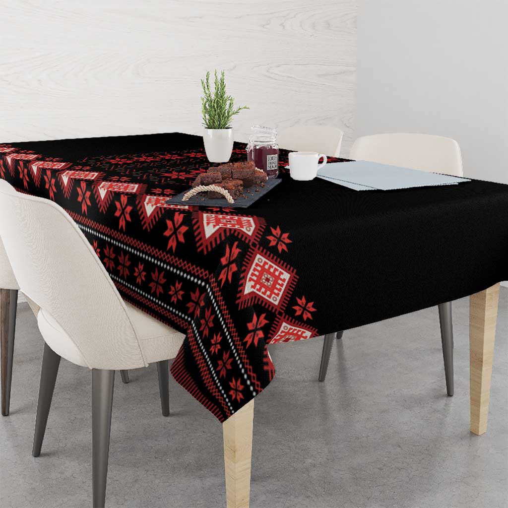 Red Ukraine Folk Patterns Tablecloth - Wonder Print Shop