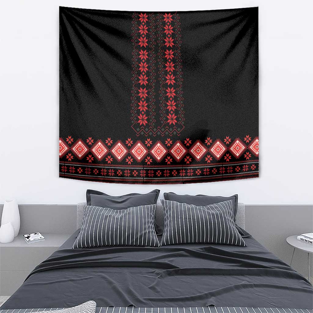 Red Ukraine Folk Patterns Tapestry - Wonder Print Shop