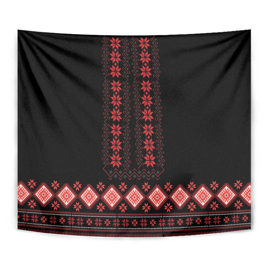 Red Ukraine Folk Patterns Tapestry - Wonder Print Shop