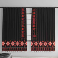Red Ukraine Folk Patterns Window Curtain - Wonder Print Shop