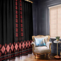 Red Ukraine Folk Patterns Window Curtain - Wonder Print Shop