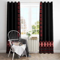 Red Ukraine Folk Patterns Window Curtain - Wonder Print Shop