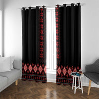 Red Ukraine Folk Patterns Window Curtain - Wonder Print Shop
