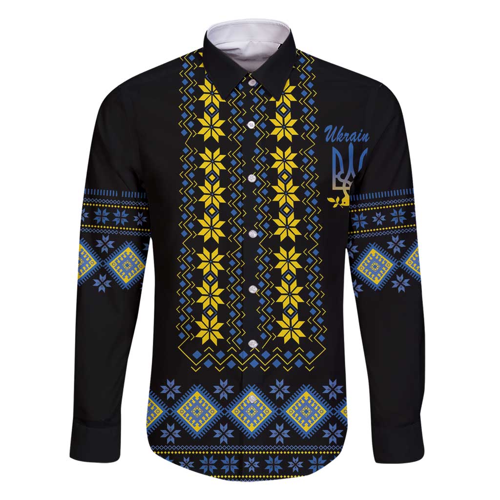 Yellow Ukraine Folk Patterns Family Matching Long Sleeve Bodycon Dress and Hawaiian Shirt - Wonder Print Shop