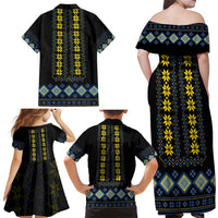 Yellow Ukraine Folk Patterns Family Matching Off Shoulder Maxi Dress and Hawaiian Shirt - Wonder Print Shop