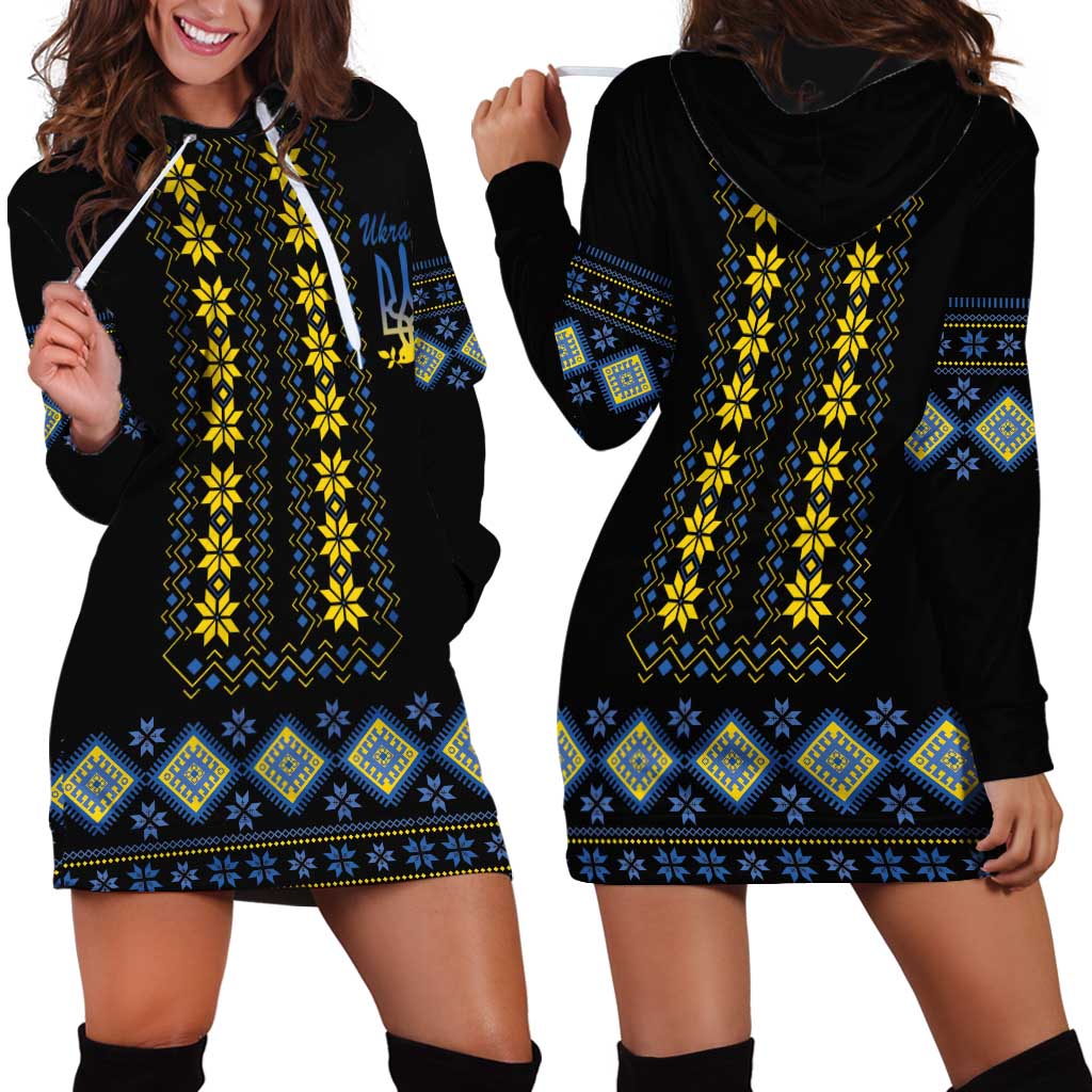 Yellow Ukraine Folk Patterns Hoodie Dress - Wonder Print Shop