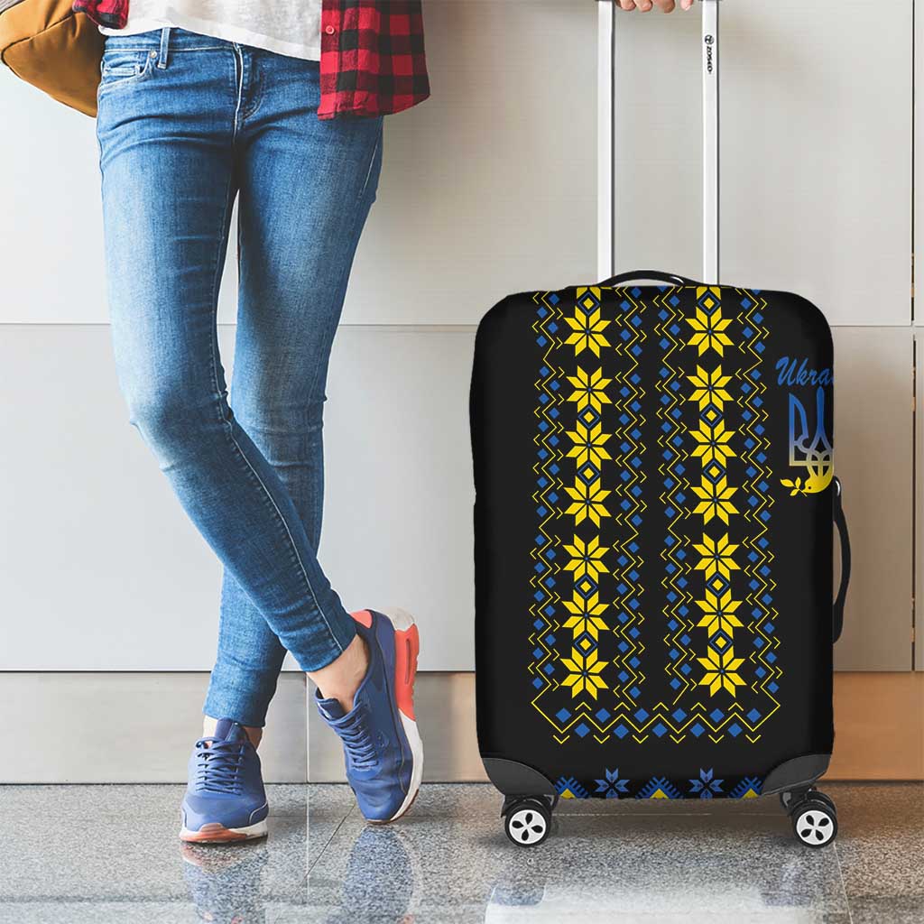 Yellow Ukraine Folk Patterns Luggage Cover - Wonder Print Shop