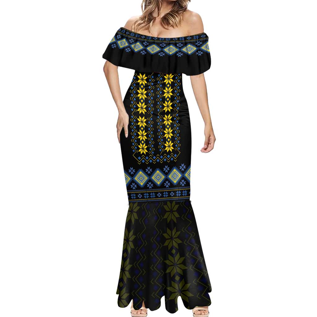 Yellow Ukraine Folk Patterns Mermaid Dress - Wonder Print Shop