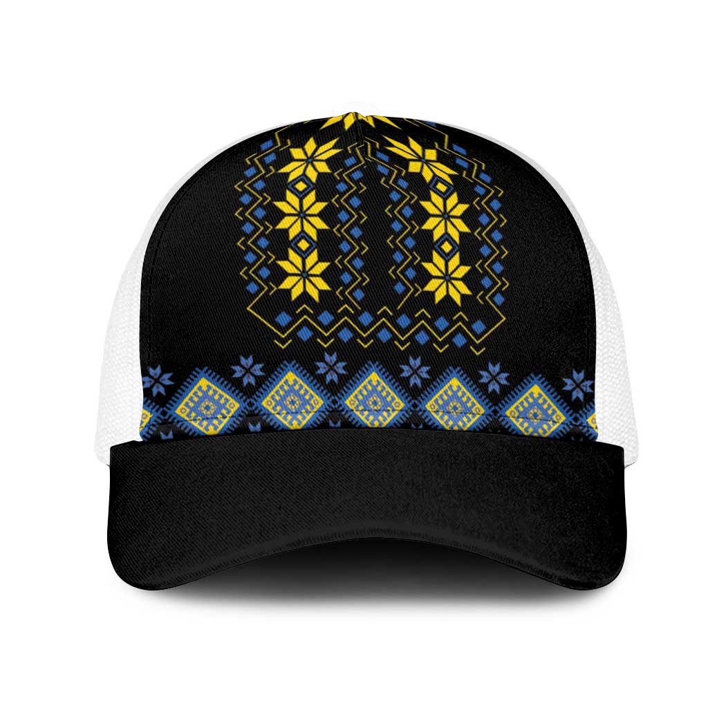 Yellow Ukraine Folk Patterns Mesh Trucker Cap