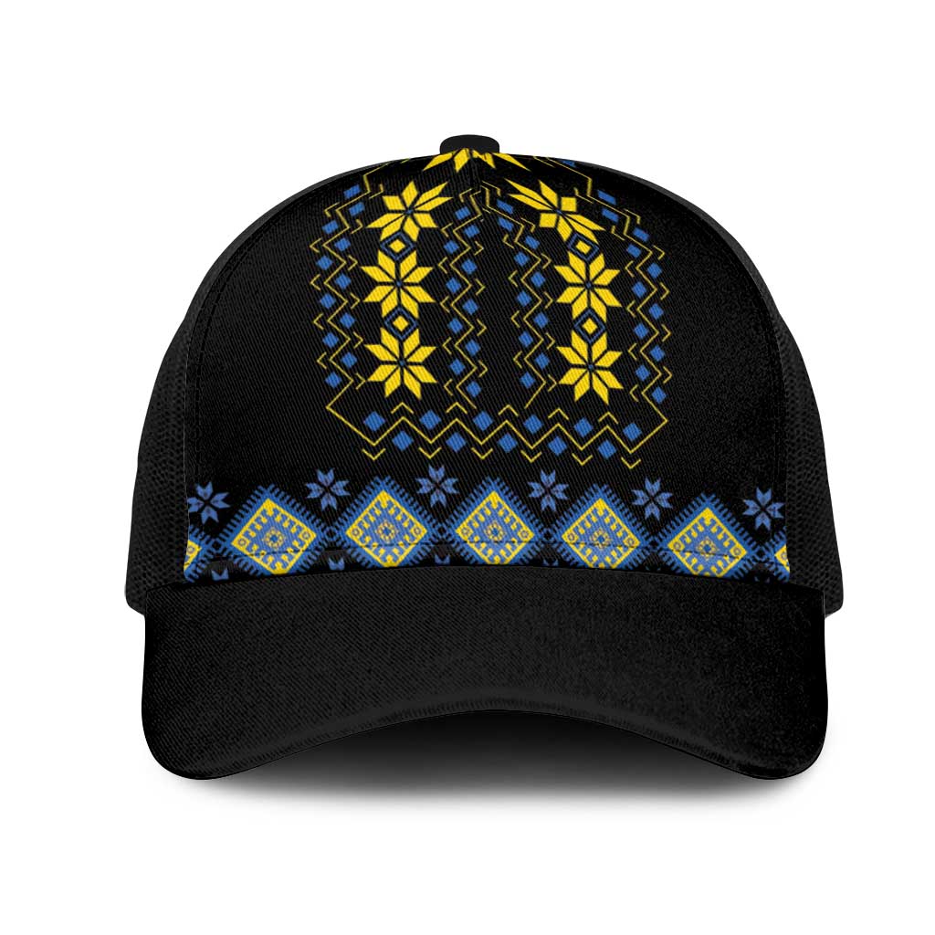 Yellow Ukraine Folk Patterns Mesh Trucker Cap
