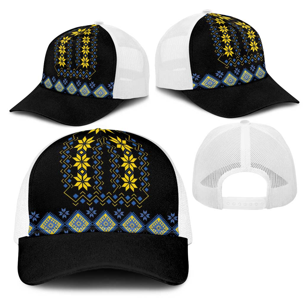 Yellow Ukraine Folk Patterns Mesh Trucker Cap