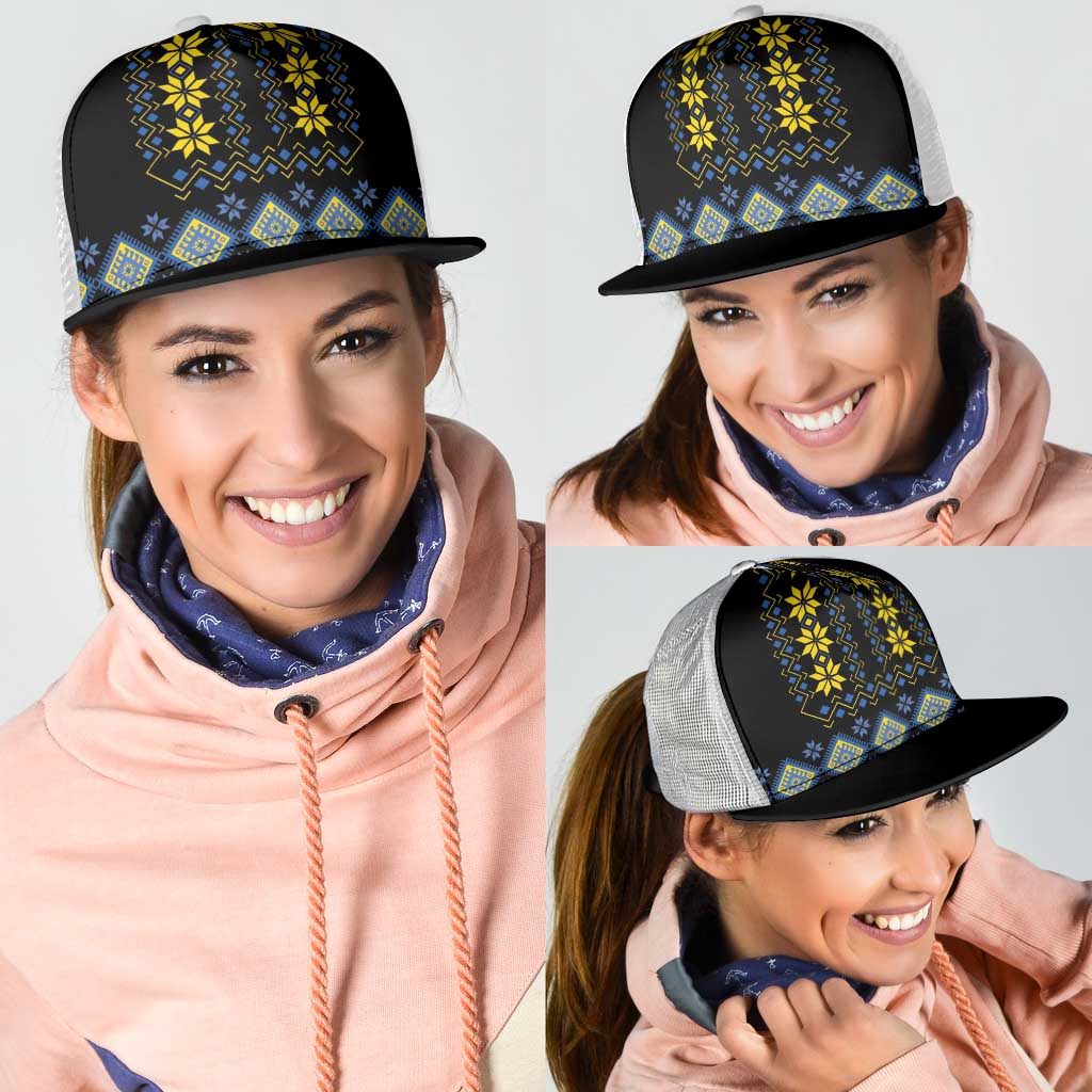 Yellow Ukraine Folk Patterns Mesh Trucker Cap