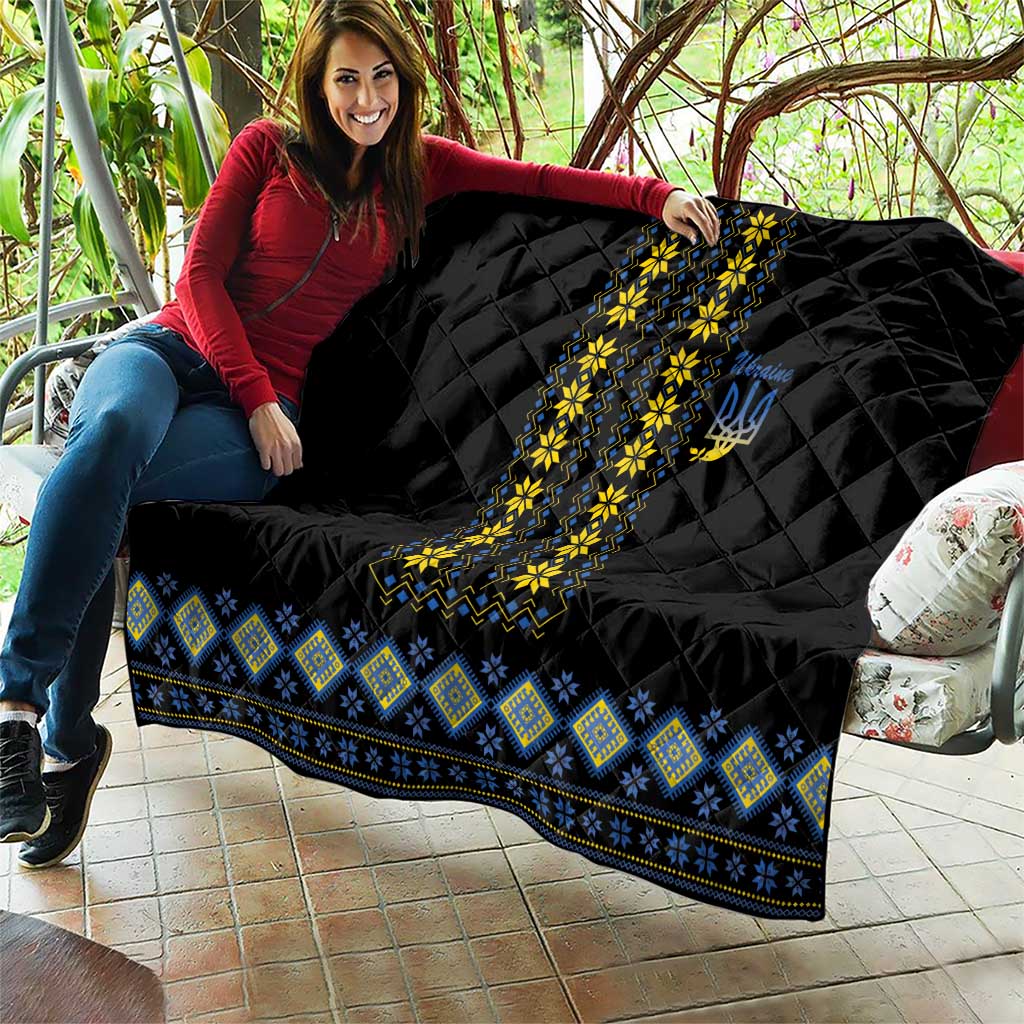 Yellow Ukraine Folk Patterns Quilt - Wonder Print Shop