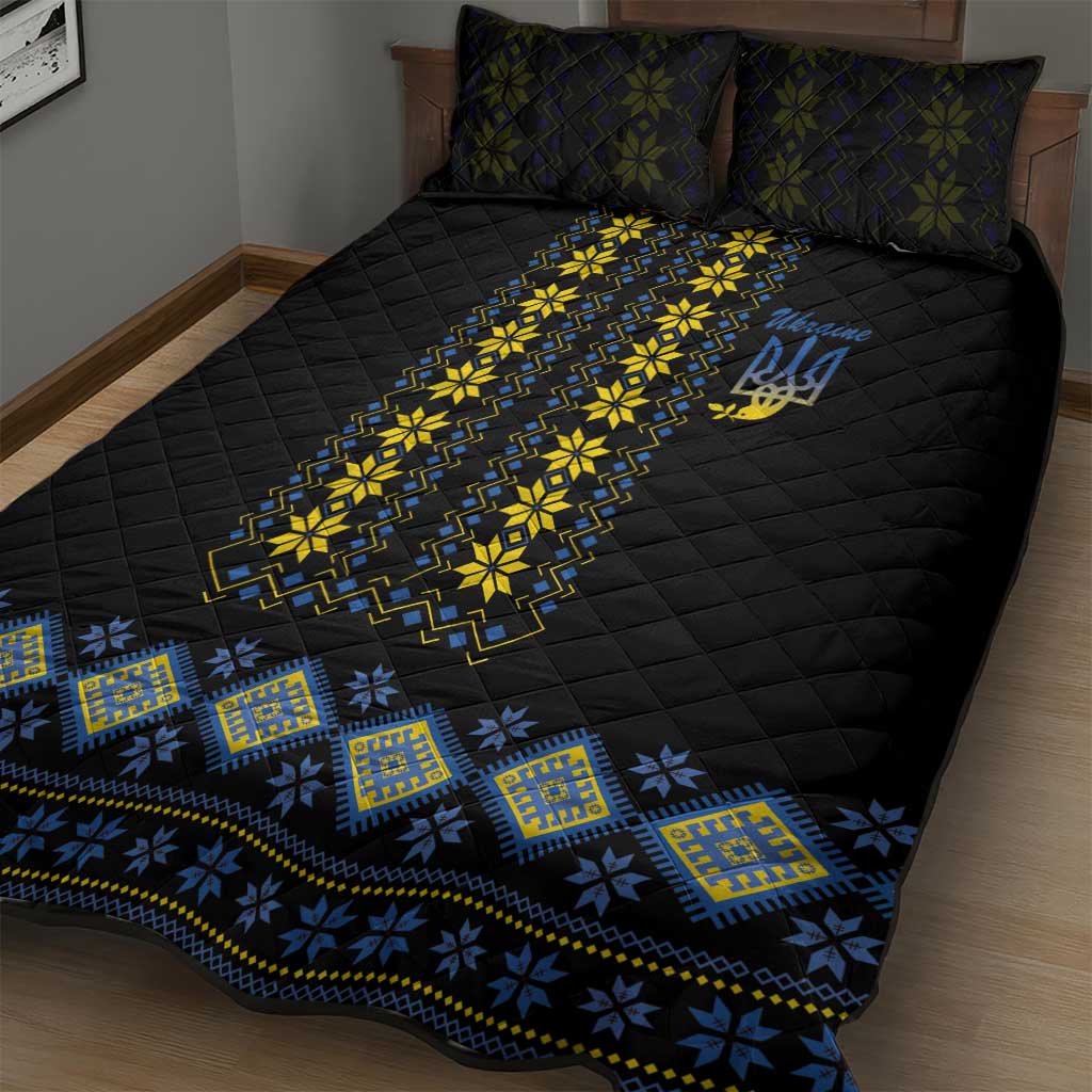 Yellow Ukraine Folk Patterns Quilt Bed Set - Wonder Print Shop