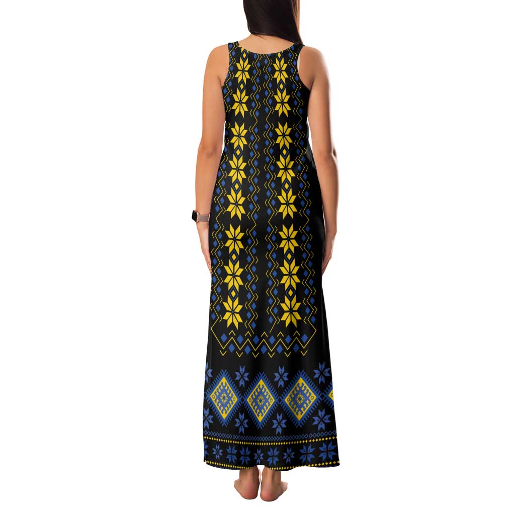 Yellow Ukraine Folk Patterns Tank Maxi Dress - Wonder Print Shop