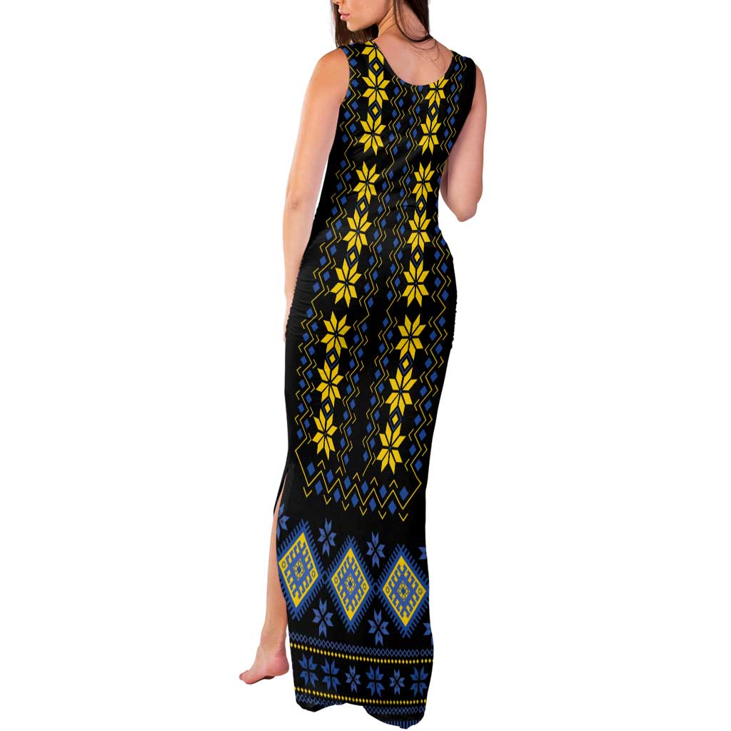 Yellow Ukraine Folk Patterns Tank Maxi Dress - Wonder Print Shop