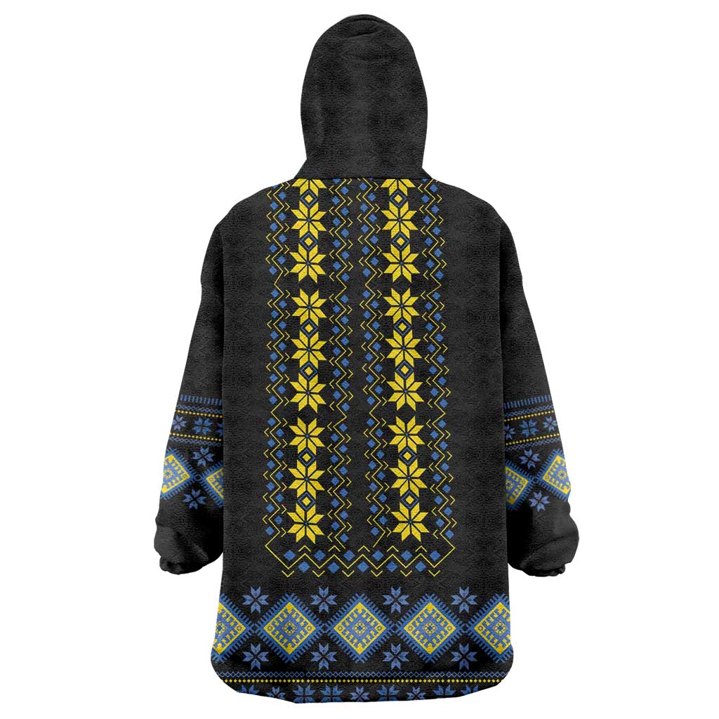 Yellow Ukraine Folk Patterns Wearable Blanket Hoodie - Wonder Print Shop