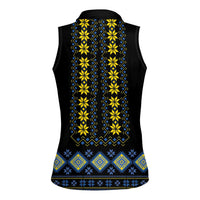 Yellow Ukraine Folk Patterns Women Sleeveless Polo Shirt - Wonder Print Shop