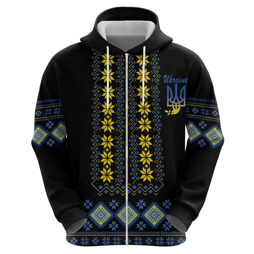 Yellow Ukraine Folk Patterns Zip Hoodie - Wonder Print Shop