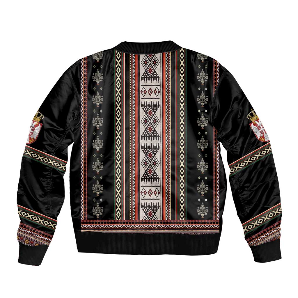 Serbia Folk Pattern Bomber Jacket God of Justice - Wonder Print Shop