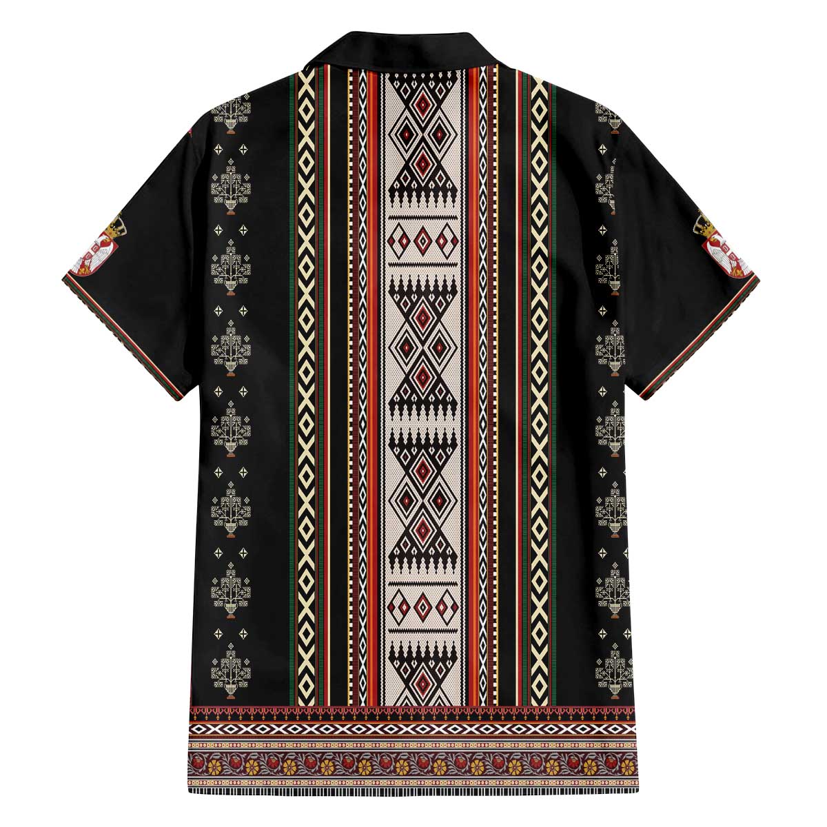 Serbia Folk Pattern Family Matching Off The Shoulder Long Sleeve Dress and Hawaiian Shirt God of Justice - Wonder Print Shop