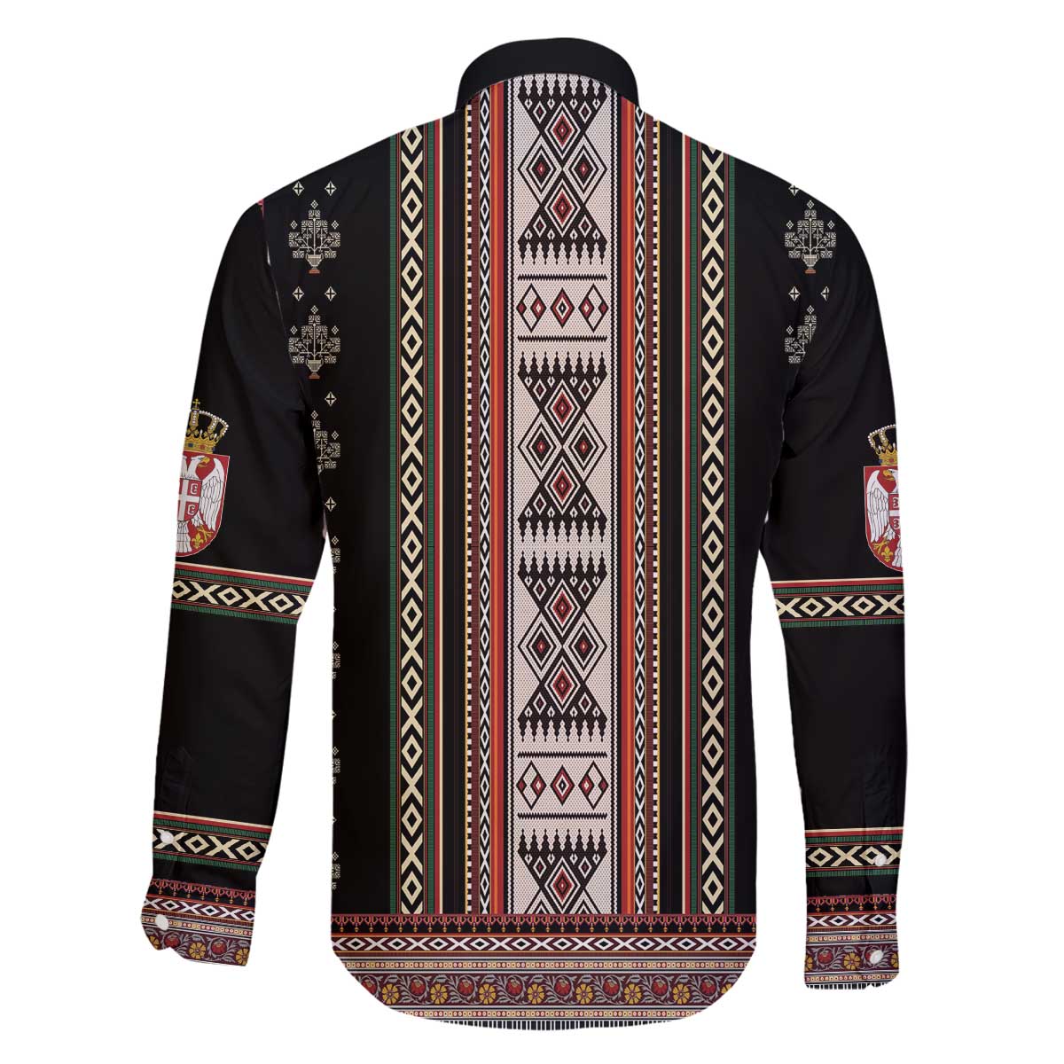 Serbia Folk Pattern Family Matching Off The Shoulder Long Sleeve Dress and Hawaiian Shirt God of Justice - Wonder Print Shop