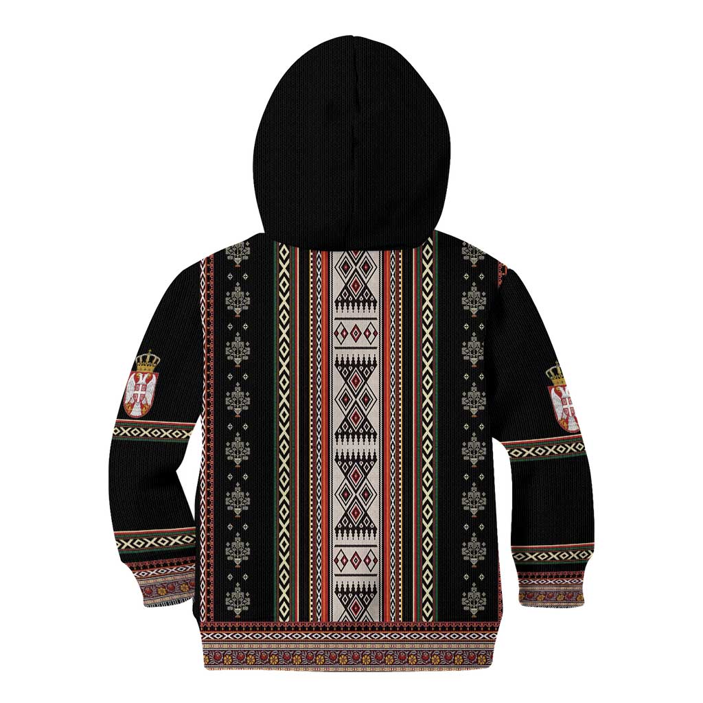 Serbia Folk Pattern Kid Hoodie God of Justice - Wonder Print Shop