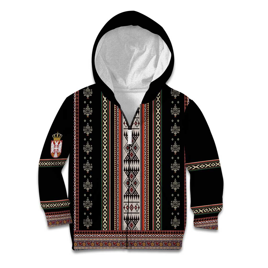 Serbia Folk Pattern Kid Hoodie God of Justice - Wonder Print Shop