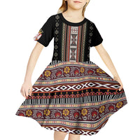 Serbia Folk Pattern Kid Short Sleeve Dress God of Justice - Wonder Print Shop