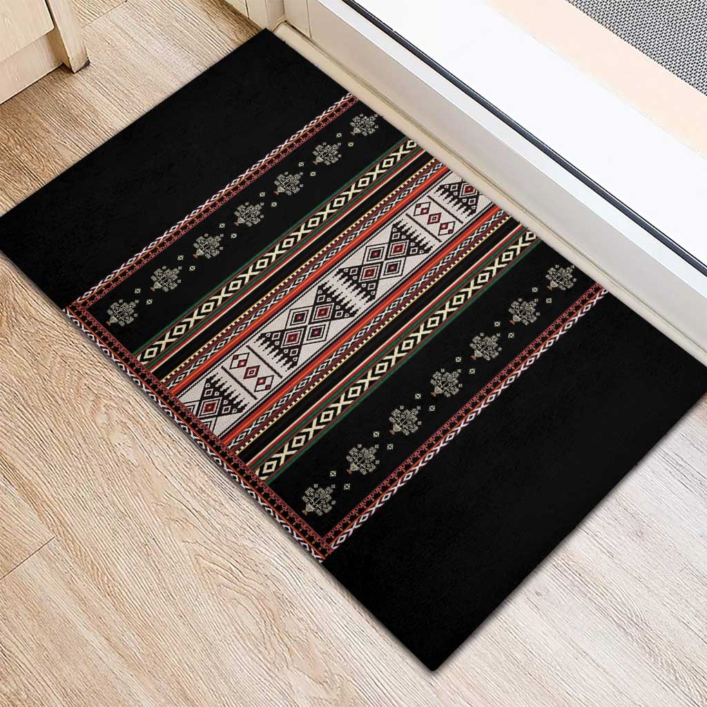 Serbia Folk Pattern Rubber Doormat God of Justice - Wonder Print Shop