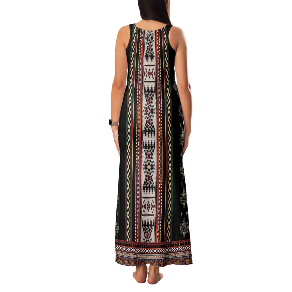 Serbia Folk Pattern Tank Maxi Dress God of Justice - Wonder Print Shop