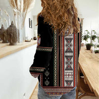 Serbia Folk Pattern Women Casual Shirt God of Justice - Wonder Print Shop