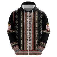 Serbia Folk Pattern Zip Hoodie God of Justice - Wonder Print Shop