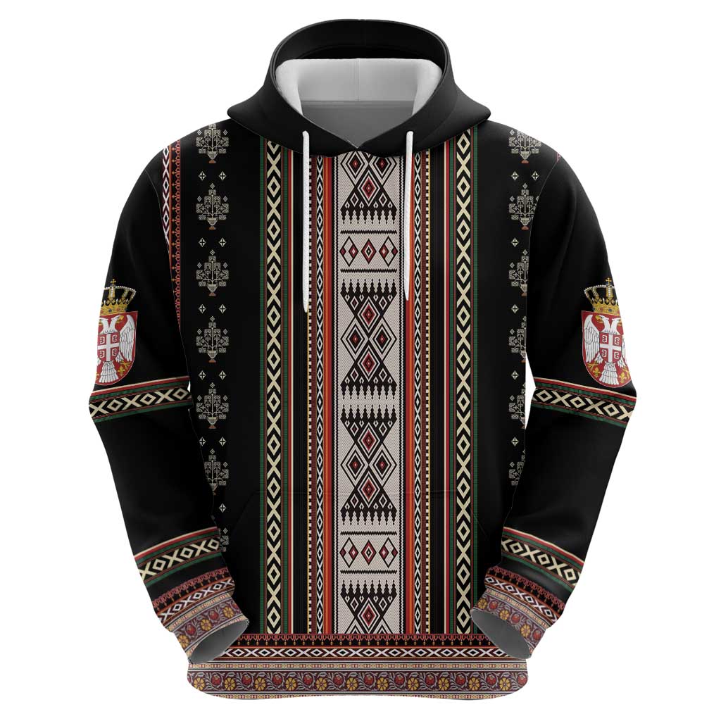 Serbia Folk Pattern Zip Hoodie God of Justice - Wonder Print Shop