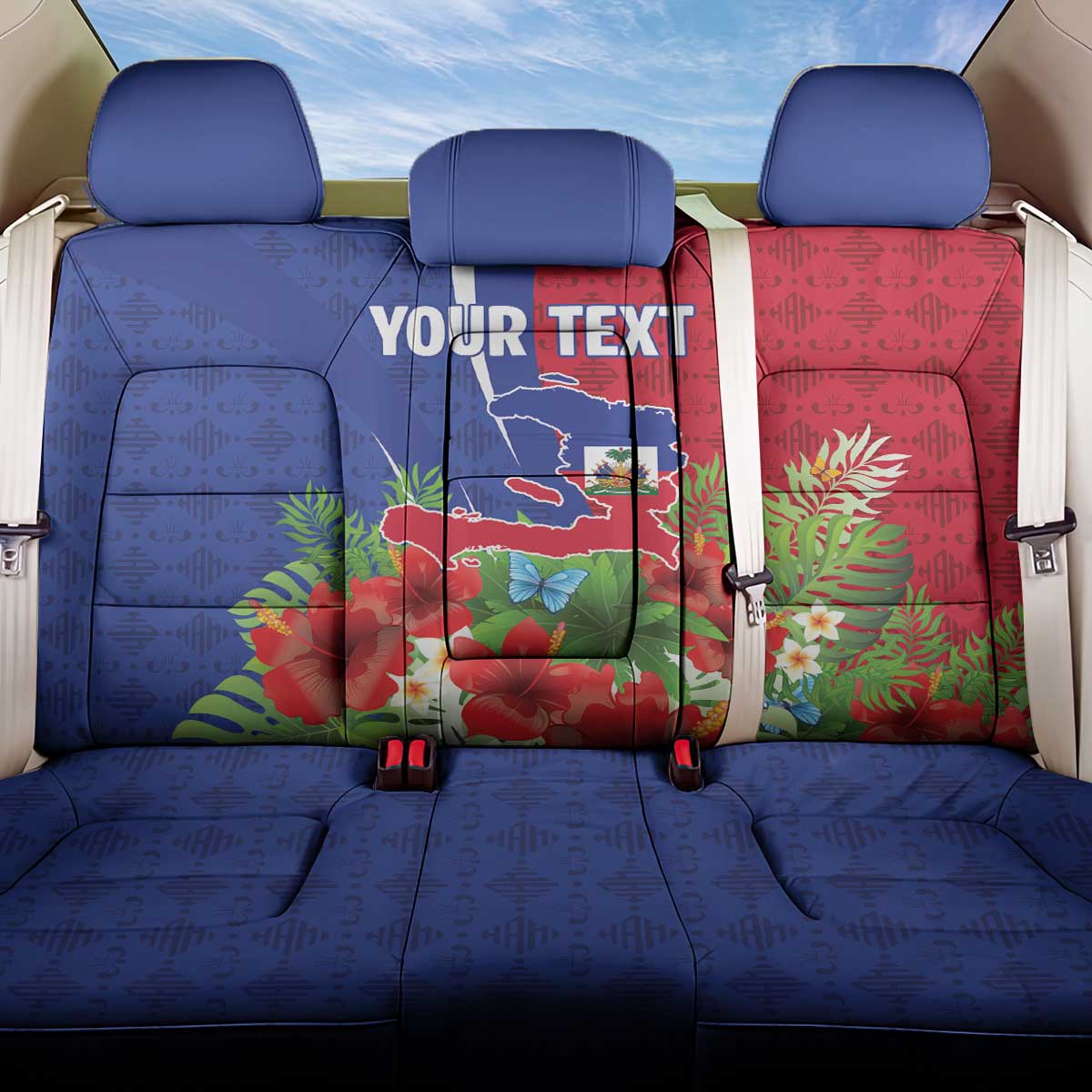 Personalized Afro-Haitians Tropical Back Car Seat Cover Fleur-De-Lis Veves Motif - Wonder Print Shop