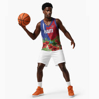 Personalized Afro-Haitians Tropical Basketball Jersey Fleur-De-Lis Veves Motif - Wonder Print Shop