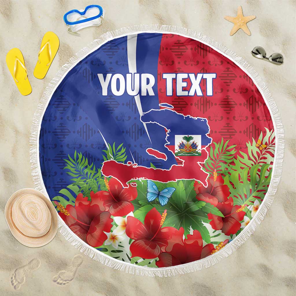 Personalized Afro-Haitians Tropical Beach Blanket Fleur-De-Lis Veves Motif - Wonder Print Shop