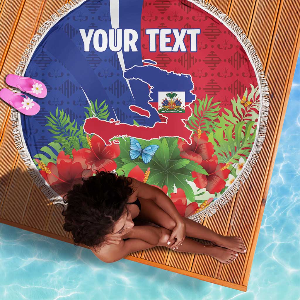 Personalized Afro-Haitians Tropical Beach Blanket Fleur-De-Lis Veves Motif - Wonder Print Shop