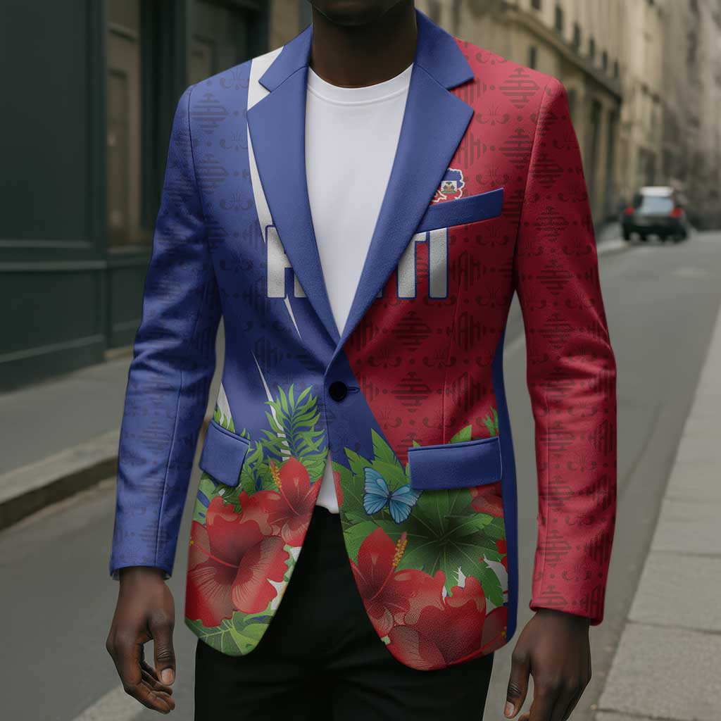 Personalized Afro-Haitians Tropical Blazer Fleur-De-Lis Veves Motif - Wonder Print Shop
