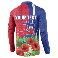 Personalized Afro-Haitians Tropical Button Sweatshirt Fleur-De-Lis Veves Motif
