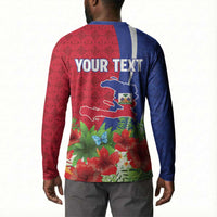 Personalized Afro-Haitians Tropical Button Sweatshirt Fleur-De-Lis Veves Motif