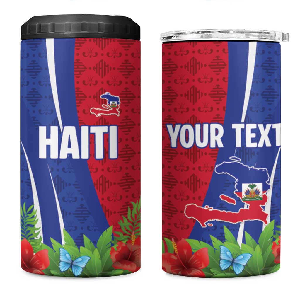 Personalized Afro-Haitians Tropical 4 in 1 Can Cooler Tumbler Fleur-De-Lis Veves Motif - Wonder Print Shop