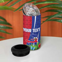 Personalized Afro-Haitians Tropical 4 in 1 Can Cooler Tumbler Fleur-De-Lis Veves Motif - Wonder Print Shop