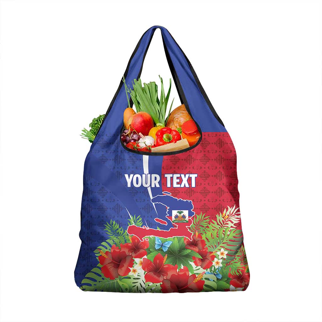 Personalized Afro-Haitians Tropical Grocery Bag Fleur-De-Lis Veves Motif - Wonder Print Shop