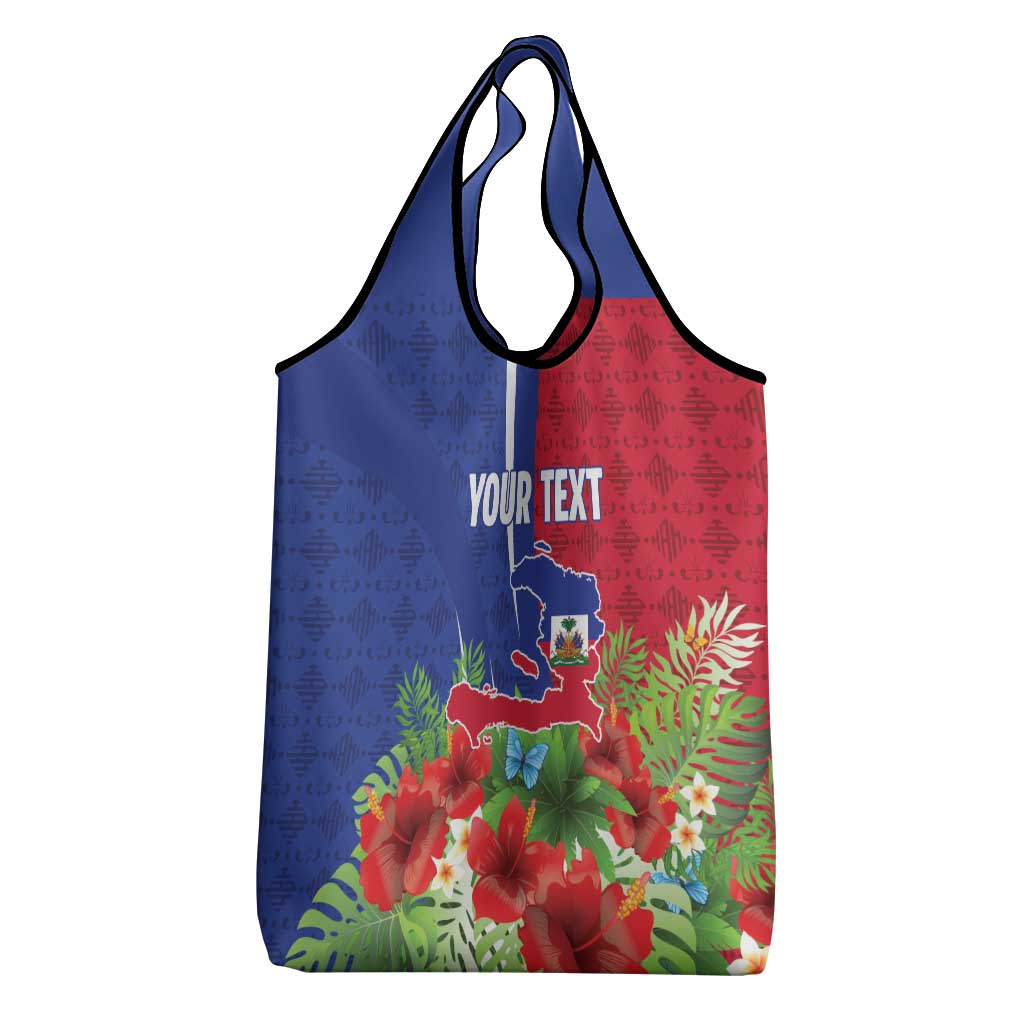 Personalized Afro-Haitians Tropical Grocery Bag Fleur-De-Lis Veves Motif - Wonder Print Shop