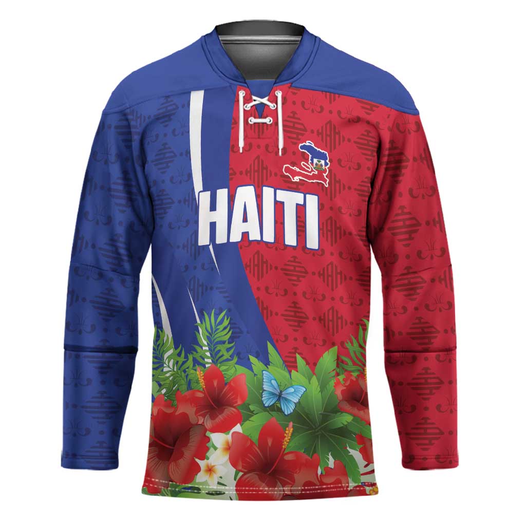 Personalized Afro-Haitians Tropical Hockey Jersey Fleur-De-Lis Veves Motif - Wonder Print Shop