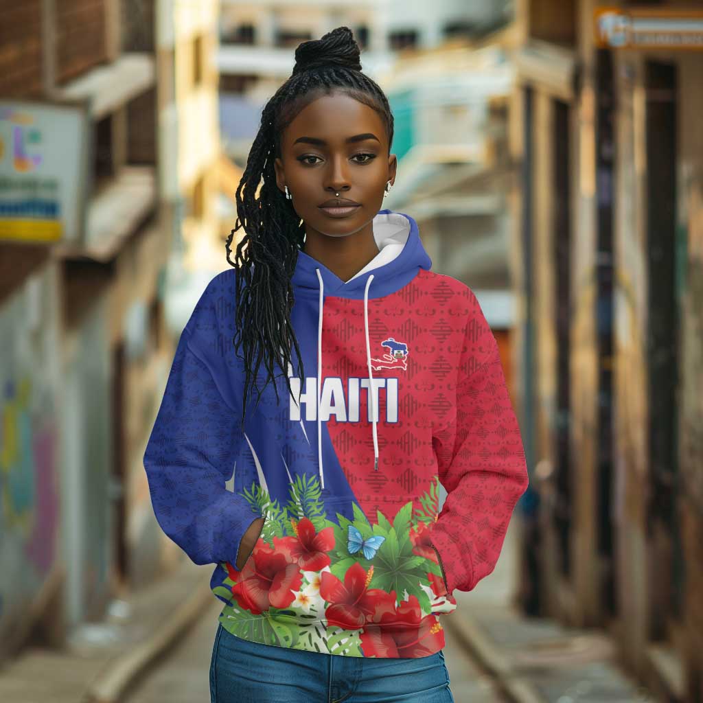 Personalized Afro-Haitians Tropical Hoodie Fleur-De-Lis Veves Motif - Wonder Print Shop