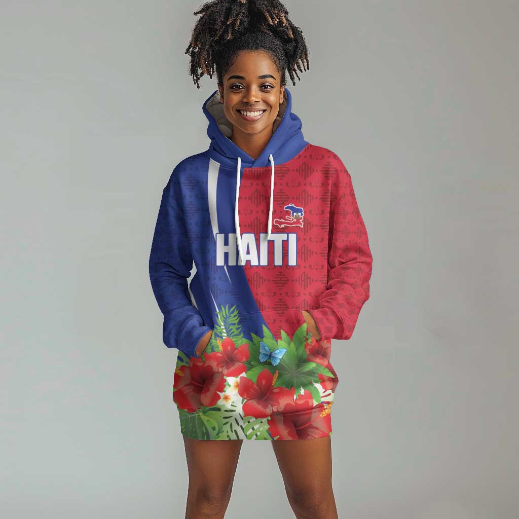 Personalized Afro-Haitians Tropical Hoodie Dress Fleur-De-Lis Veves Motif - Wonder Print Shop