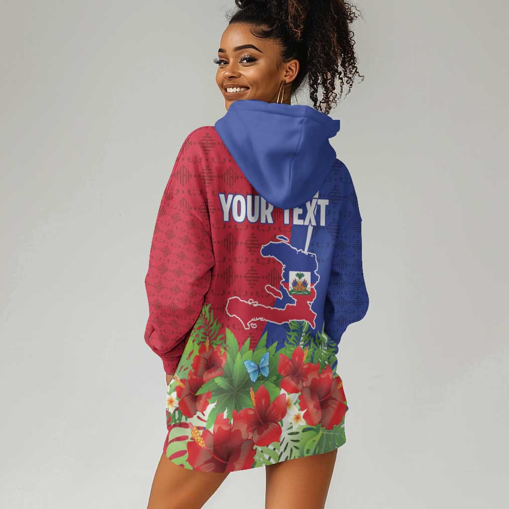 Personalized Afro-Haitians Tropical Hoodie Dress Fleur-De-Lis Veves Motif - Wonder Print Shop